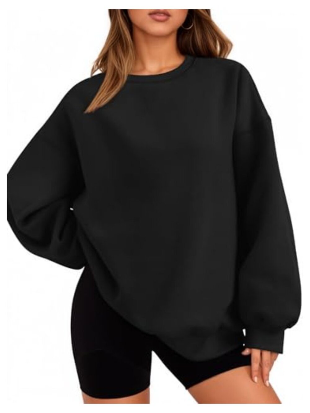 Womens Oversized Crewneck Sweatshirt Long Sleeve Fleece Pullover Casual Top